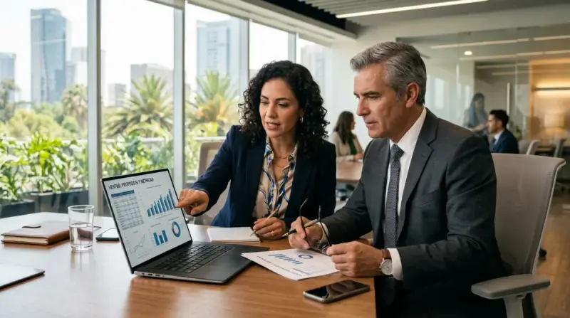 Directivos evaluando una propuesta de capacitación comercial