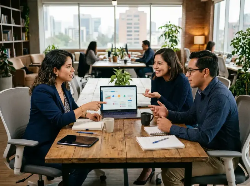 Equipo de ventas usa una herramienta de IA para preparar una llamada con un cliente.